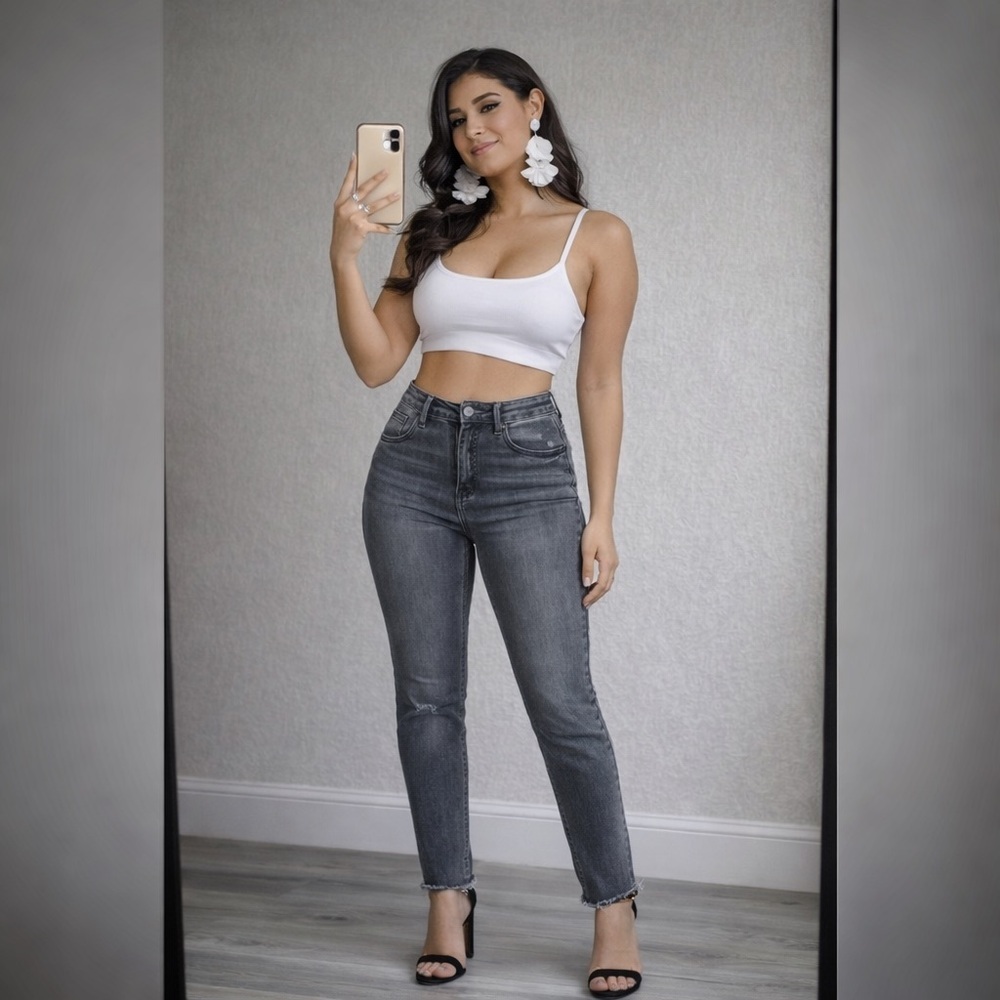 Judy Blue Charcoal Short Skinny Jeans - Picture 2 of 8